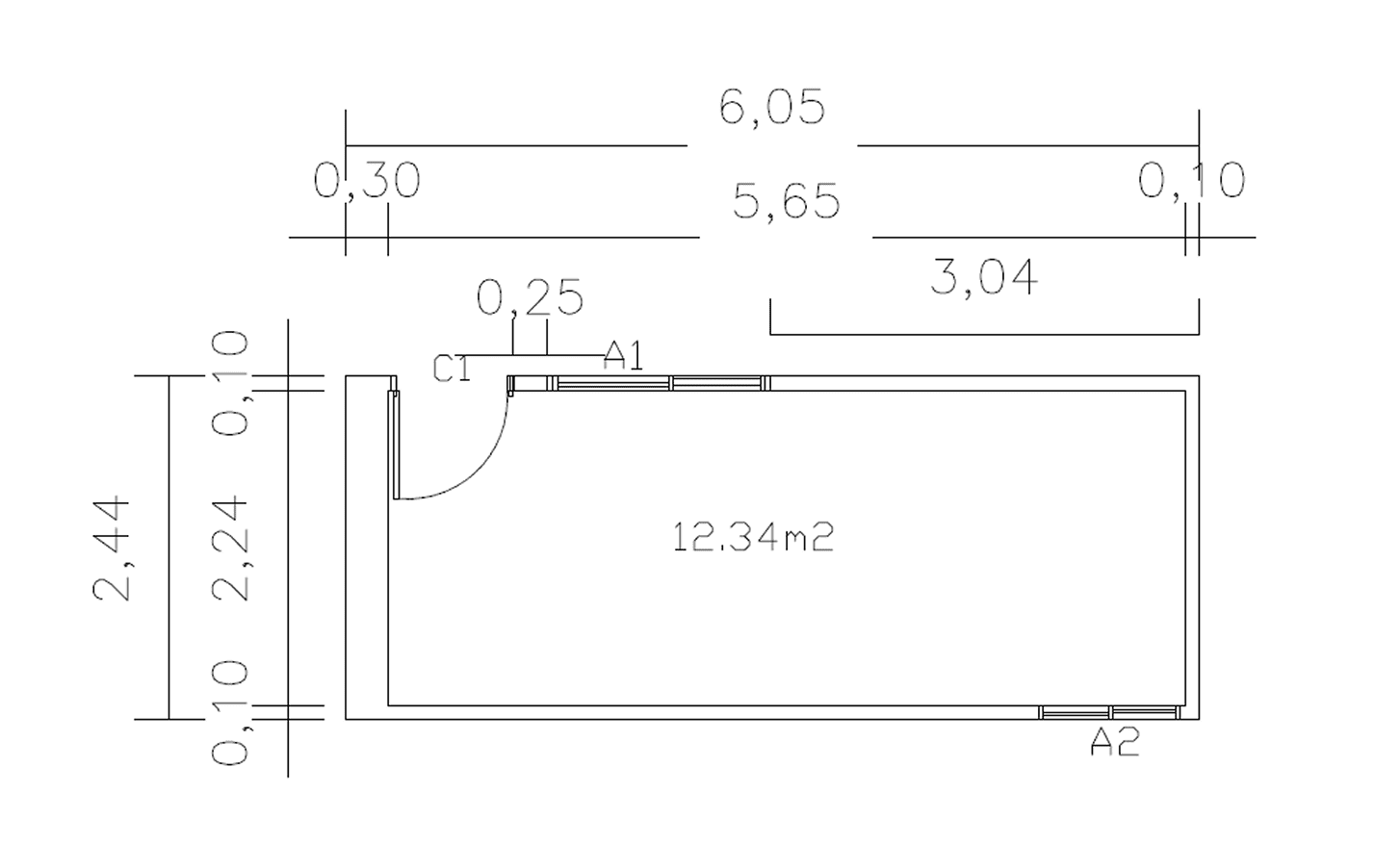 Plano de Contenedor de 15 m² de Espacio Abierto Multifuncional